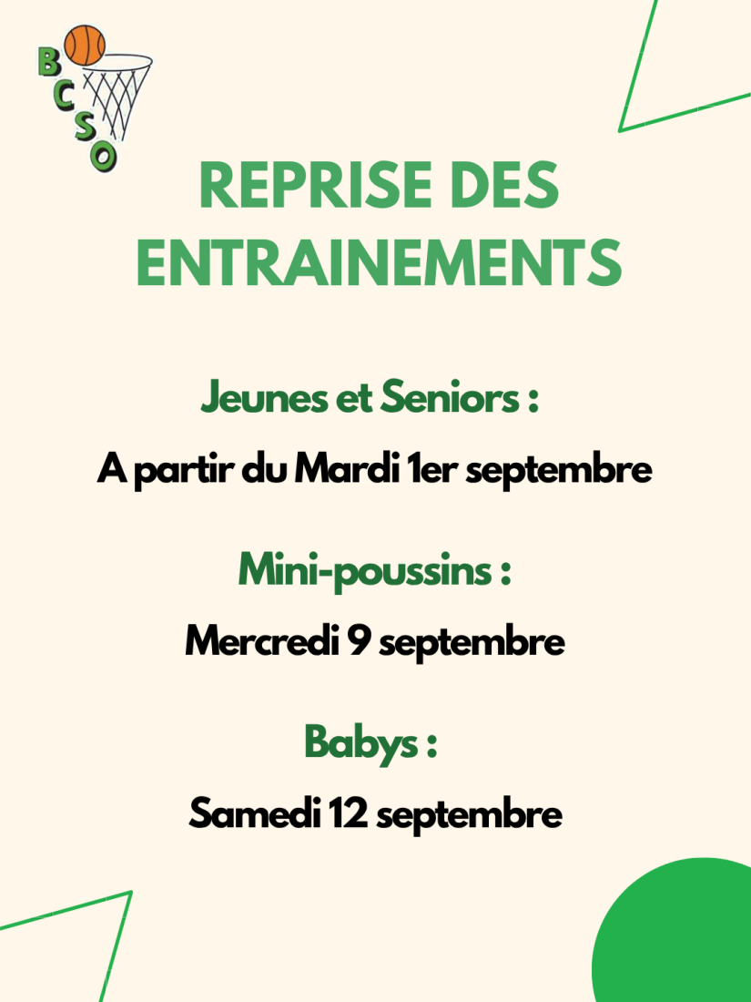 REPRISE DES ENTRAINEMENTS