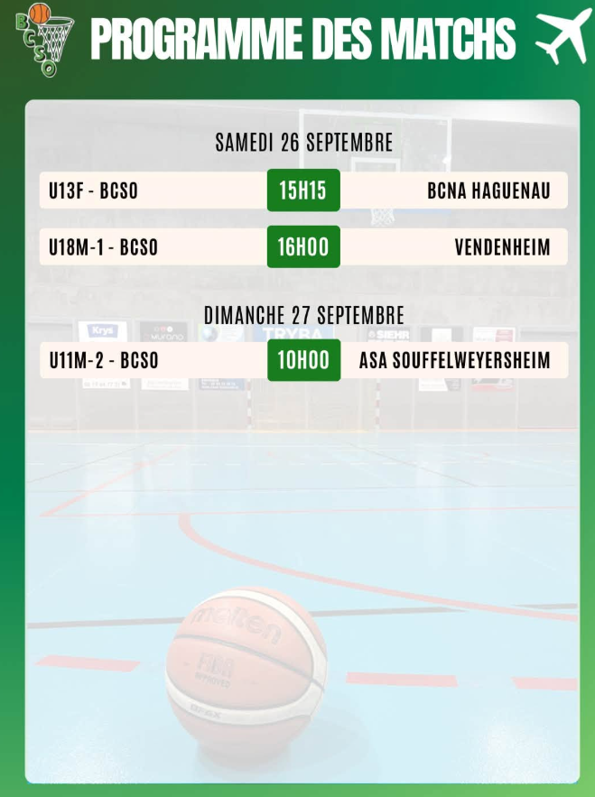 PROGRAMME MATCHS A L'EXTERIEUR 26-27 SEPTEMBRE 26